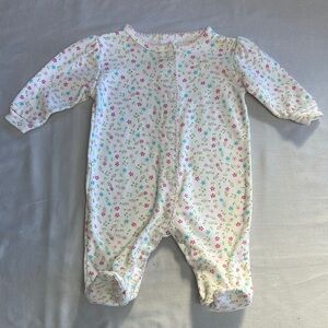 Little Me - Pink and White Floral Footie Pajama Sleeper
